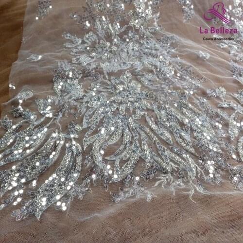 2021 new Silver wedding lace fabric,silver beaded lace,gown lace,High patterns,sequins lace fabric 1 yard