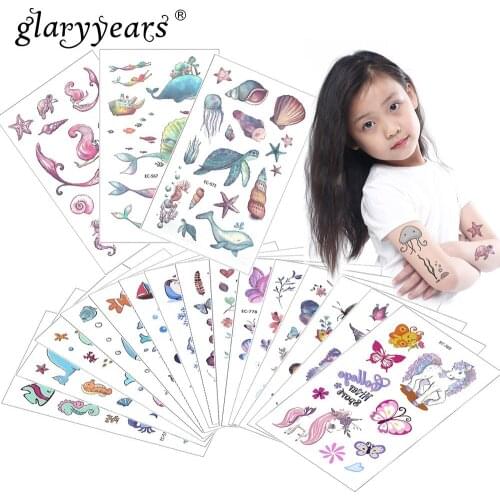 Glaryyears 3 Pcs/Set Temporary Tattoo Sticker Hot Fake Tatoo Tortoise Flash Tatto Waterproof Small Body Art Children 10 Designs