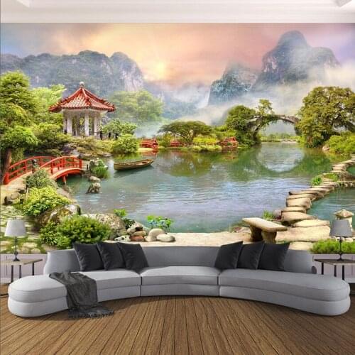 Custom Any Size 3D Mural Wallpaper Modern Garden Landscape Photo Wall Painting Living Room Bedroom Theme Hotel Backdrop Wall 3 D