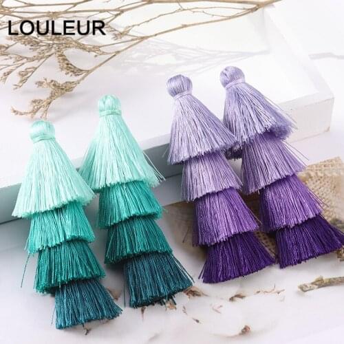 4pcs/lot 8.5cm 4-layer Colorful Cotton Silk Fringes for Earrings 2019 Charm Pendant Tassels DIY Jewelry Making Findings Material