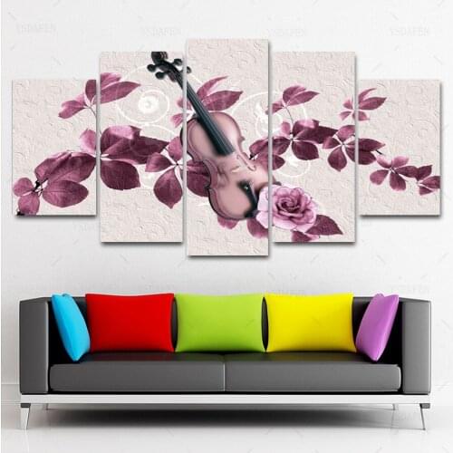 HD Printed 5 Piece Canvas Art Violin Painting Canvas Printing Wall Pictures for Living Room Home Decor Free Shipping HG-271