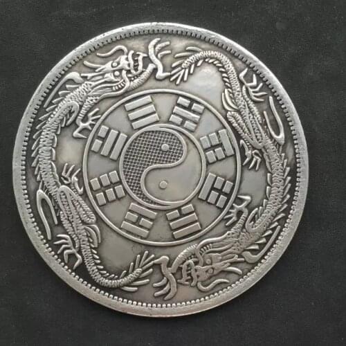 8.8cm tibet silver Chinese and foreign trade commemorative dragons,gossip statue big coin home decoration metal crafts COINS