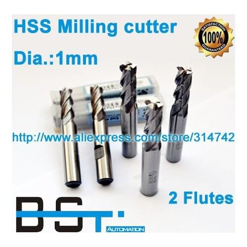 Free shipping for supperior HSS M2Al Steel 1.00mm End Mill cutter 1mm Ground spiral Milling cutter HRC 32