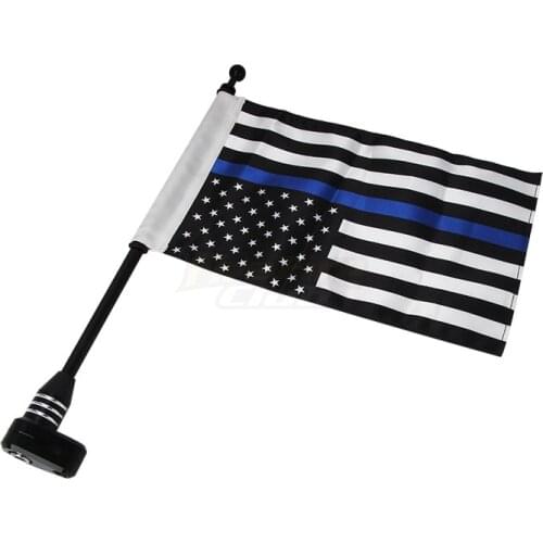 Black Motorcycle Rear Side Mount Flag Pole American Flag For Harley Luggage Rack