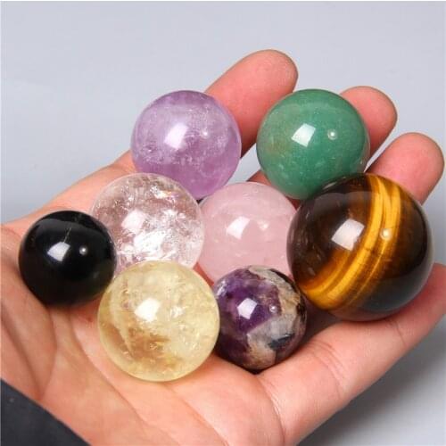 20 30 40 50 mm Natural round stone quartz sphere Amethysts rose white quartz crystal obsidian Citrines stone sphere ball Decor