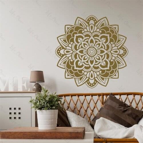 Personality Creative Mandala Vinyl Wall Stickers Horizontal Living Room Home Decoration Mural Yoga Wallpaper Room Decoration
