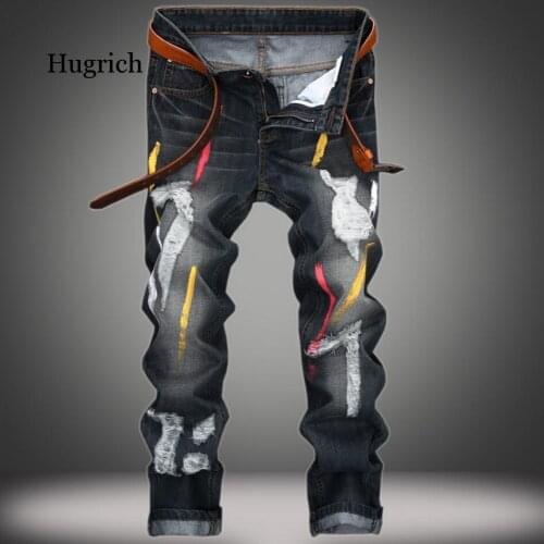 Ripped Hole Hip Hop Denim Jeans Men Autumn Cotton Stripe Vintage Blue Male Pants Soft Streetwear Harajuku Black Trouserr
