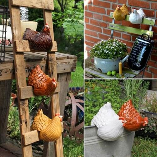 Hen Statue Animal Ornaments Farm Animal Collectable Garden Sculptures For Garden Ladder Decoration MUMR999