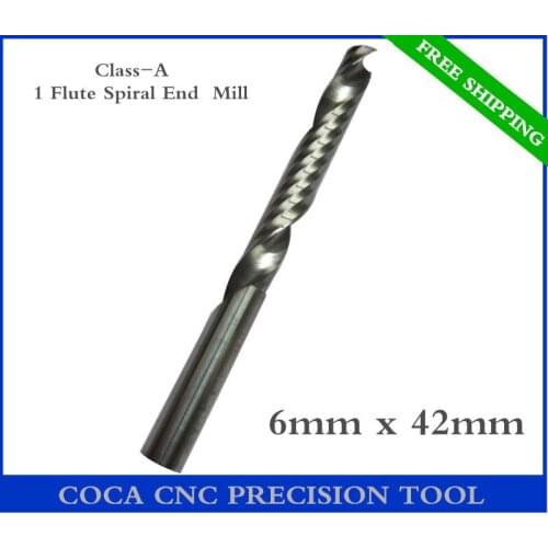 6mm*42mm,Freeshipping CNC Solid carbide woodworking router bit,Tungsten Class-A1 Flute end mill,MDF,PVC,Acrylic,milling cutter