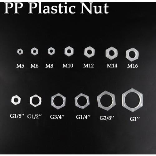 10Pcs M5~M16 PP Plastic Nut Food Grade Translucent Nuts Aquarium Fish Tank Hex Hexagon Bolt Air Pump Thread Connector Adapter