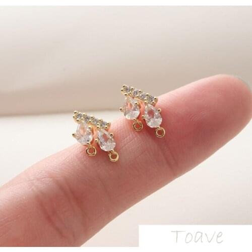 14K gold-plated color-protected copper inlaid zircon rhinestone silver needle simple temperament earring material accessories