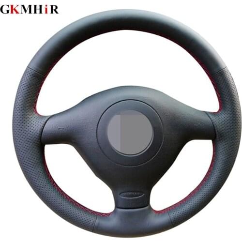 Artificial Leather Black Steering Wheel Cover for Volkswagen VW Golf 4 Passat B5 1996-2003 Seat Leon 1999-2004 Polo 1999-2002
