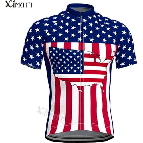 Classic Retro United States National Team Pro Cycling Jersey XIMATT Summer Polyester Mens Sports Short Sleeve Customizable