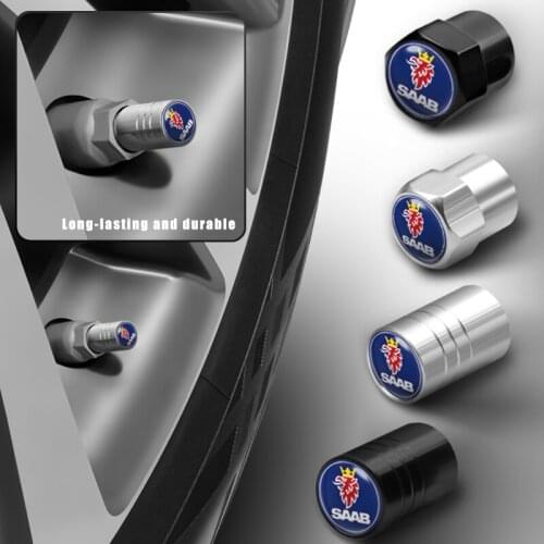 4pcs/lot Car-Styling SAAB Emblems Wheel Tire Valve Tyre Caps For SAAB 9-3 9-5 93 9000 900 9-7 600 99 9-X Turbo Auto Accessories