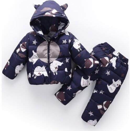 Dulce Amor Kid Down Jacket Set Baby Boys Girls Clothes Set Winter Warm Duck Down Parkas Children Down Jacket+Pants 2PCS Snowsuit