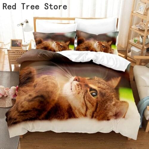 Cats Animal Pattern Printing Duvet Cover Set Queen King Single Doubel with Pillowcase Home Decor Gift Bed Linens Bedding Sets
