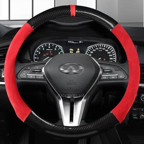 Carbon fiber leather Non-slip breathable Car steering wheel cover for Infiniti Q50 Q50S Q50L G37 G25 QX70 FX35 Auto Accessories