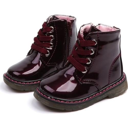Fashion Girls Princess Boots Children Martin Boots PU Waterproof Boys Shoes Baby Kids Snow Boots Size 21-30 A879