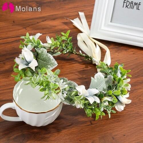 MOLANS 2020 New Fine Bridal Wedding Artificial Flower Crown Fashion Elegant Colorful Plastic Leaves Manual Hair Accessories
