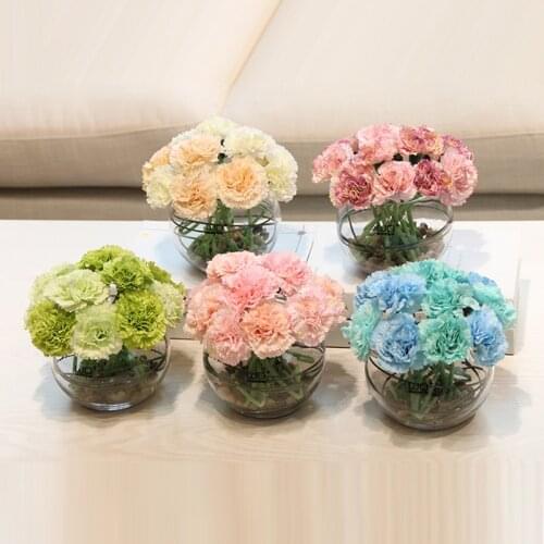 Flower Bonsai carnations artificial flowers set potted plant flower Ceramic glass vase home decoration Mothers day gift