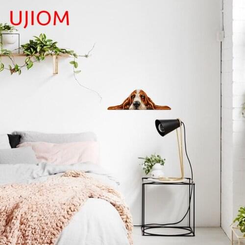 UJIOM Dog Breed Basset Hound Furniture Stickers Home Decoration Bedroom Living Room Decorations Wall Sticker Waterproof