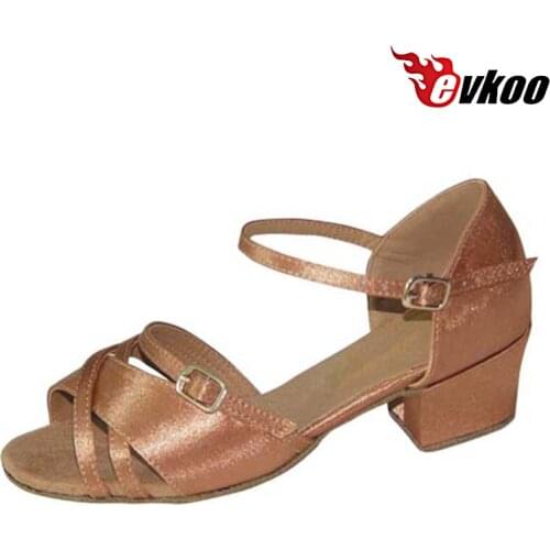 Evkoodance Brand Satin With Buckle Dance Shoes For Girls 3 cm Heel Height High Quality Latin Dance Shoes for child Evkoo-252