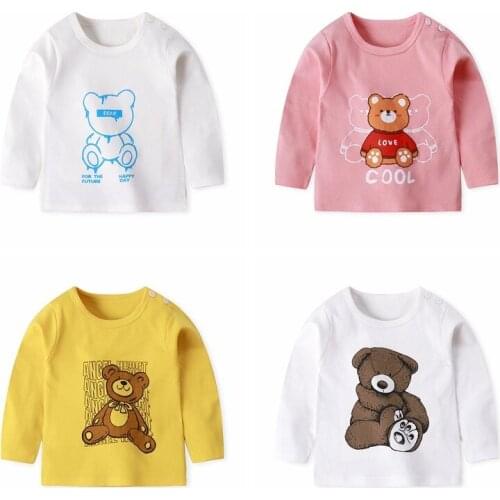 Baby Girl Clothes Children Long Sleelve Cotton T-shirt Kids Cartoon Tee Toddler Boy O-neck Tops Infant Spring Autumn Sleepwear