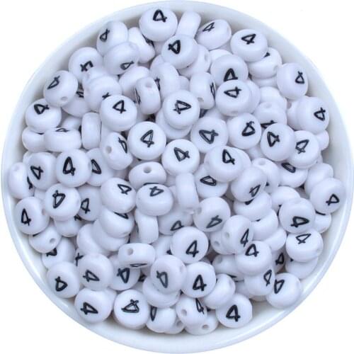 Single letter 4 Top Quality Kids Number Alphabet Beads Acrylic Bead DIY White Letters Beads Bracelet Accessories For Jewelry