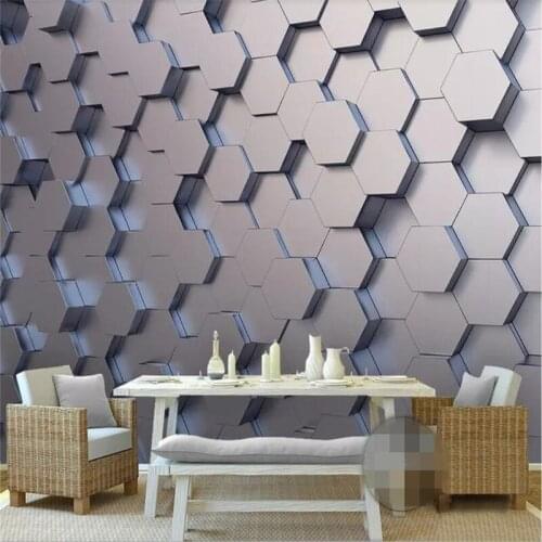Custom wallpaper 3d simple hexagonal geometric stereo TV background wall decoration - high-grade waterproof material