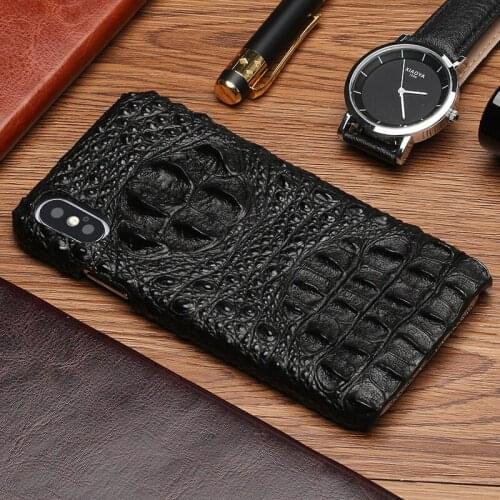 Genuine Leather shockproof phone case for iphone x xs xr 11 pro max Crocodile grain luxury back cover for Iphone 12 Pro 7 8plus