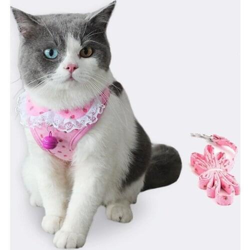 Cat Dog Adjustable Vest Walking Lead Leash For Puppy Dogs Collar Polyester Mesh Harness Small Medium Dog Cat Pet Supplies