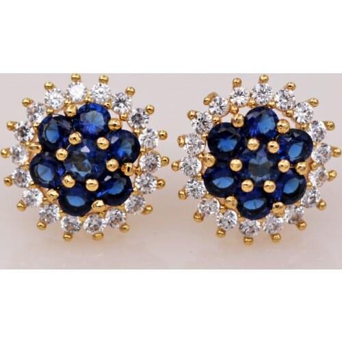 Fashion Bohemian red blue Earrings white zircon for Womens stud flower Earrings Stud Earrings Wedding Jewelry accessories gift