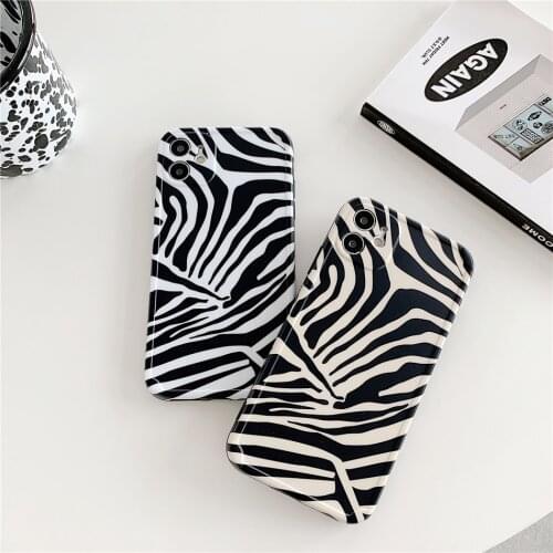 Luxury Fashion Black Zebra Cow Leopard Print Pattern Black Phone Case for iPhone 11 Pro XS Max XR X SE 2020 8 7 Plus Soft Cover