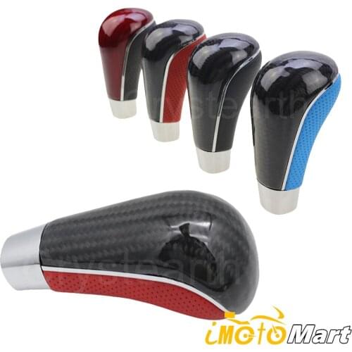 Universal Car Vehicle Leather Carbon Fiber Gear Shift Knob Manual Transmission 5 6 Speed Gear Shifter Lever Hand Stick Automatic