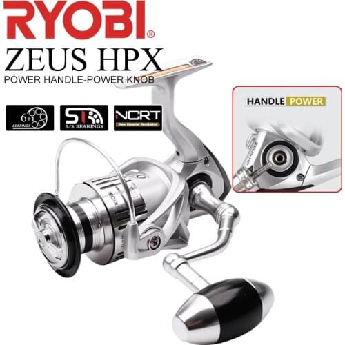 RYOBI ZEUS HPX Spinning Fishing Reel 1000-8000 Gear Ratio 5.1:1/5.0:1 6+1BB Max Drag 6kg-12kg Power Handle and Konb Reel Fishing