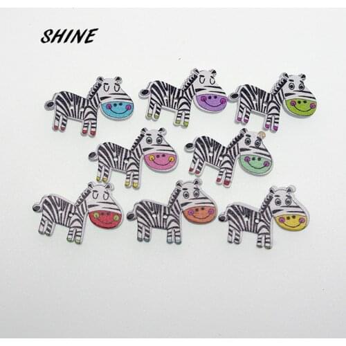 SHINE 12PCs Wooden Sewing Buttons Scrapbooking Donkey shape 2 Holes 29X27mm Costura Botones Decorate W10011