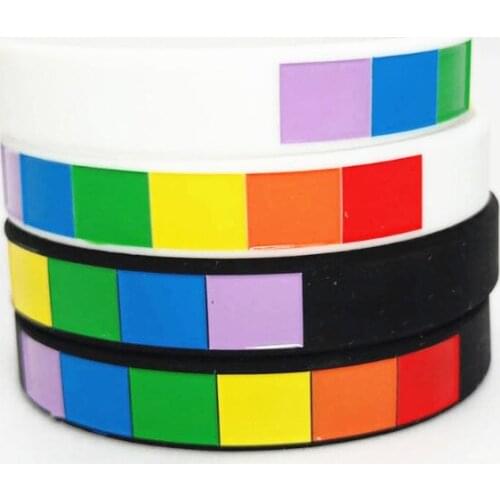 1PC New Fashion Rainbow Colour Pride Silicone Wristband Sports Colour Rubber Bracelet &Bangles Women Men Gift Jewelry SH319