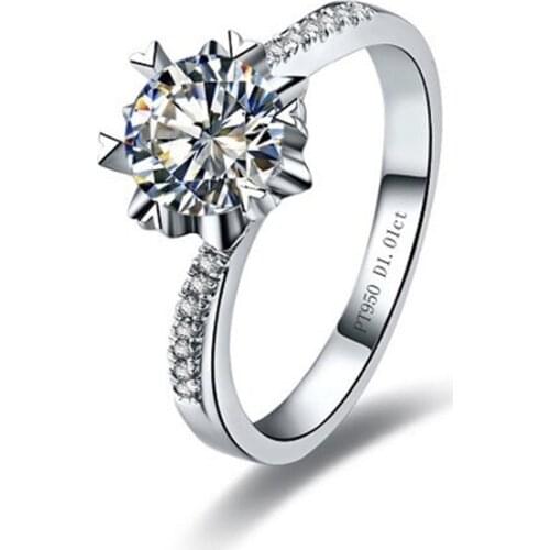 Seductive Jewel 0.5CT 5.0MM G-H Round Cut Moissanite Diamond Ring Test Positive Certificate Real 925 Sterling Silver Ring