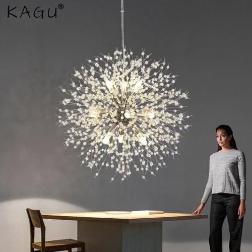 Modern Chandelier Lighting LED G9 Nordic Clear Crystal Starburst Home Hanging Lamp Art Deco Party Foyer Hall Bedroom Living Room
