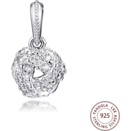 Sparkling Love Knot Charms Fits Pandora Bracelets 925 Sterling Silver Dangle Beads DIY Jewelry Making kralen