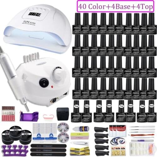 UV LED Lamp Nail Set Acrylic Kit 40&20 Colors Nail Gel Polish Manicure Set With 35000/20000 RPM Nail Drill Machine Nail Art Tool