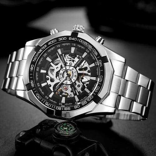 WINNER Men Sport Mechanical Watch Mens Self Winding Watches Man Fashion Skeleton Waterproof Wristwatch Relogio Masculino