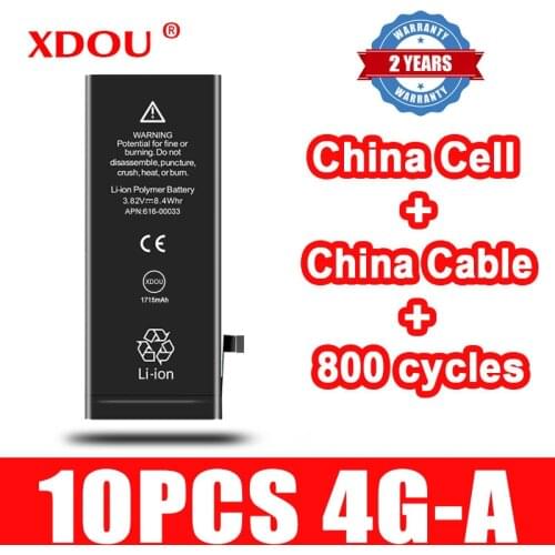 10pcs/Lot XDOU Battery For iPhone 4 4G Accu 1420mAh Replacement Bateria China Cell Cable 800 Times Cycles 2021 4G-A