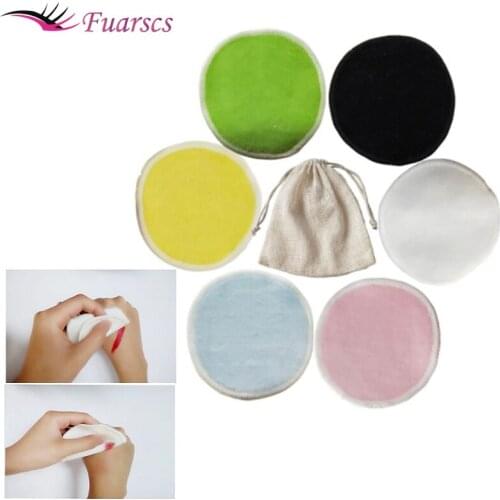 2/5pcs Reusable Bamboo Fiber Makeup Remover Pads Washable Rounds Cleansing Facial Cotton Make Up Removal Pads Tool