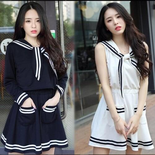 Japanese Korea School Uniforms Cosplay Costume Navy Academ Style Jk Girls Summer Student Clothes For Kids Sailor Suit C38171AD