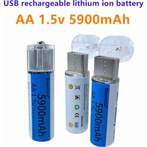 2021 New USB AA 1.5V battery 5900mAh USB rechargeable lithium ion battery AA 1.5V battery for Remote Control Toy light Batery