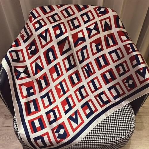 2021 Silk Scarf Women Large Shawls Floral Print Stoles Square Bandana Luxury Brand Kerchief Scarves Female Foulard 90*90cm