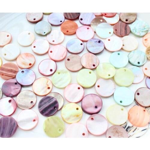 300pcs mix color Pearl 15mm thick 2.5mm Natural SHELL Flat Coin Drop Pendant Flat Round Shell Coin Disc Charm Pendant