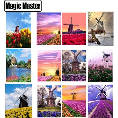 5D DIY Diamond Painting Landscape Windmill Diamond Embroidery Decor Home Gift