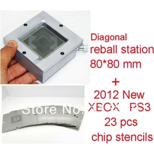 Free shipping 90mm Diagonal Reball Station with 23pcs 90x90mm XBOX PS3 stencils BGA reballing tools kit
